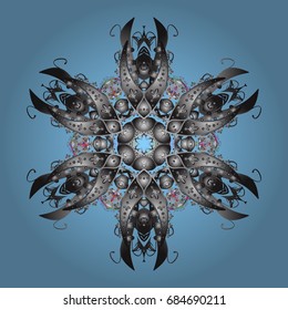 Snowflake simple. Abstract wallpaper, wrapping decoration. Symbol of winter, Merry Christmas holiday, Happy New Year celebration Vector illustration. Snow on colorful background.