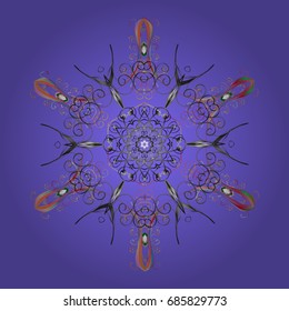 Snowflake simple. Abstract wallpaper, wrapping decoration. Symbol of winter, Merry Christmas holiday, Happy New Year celebration Vector illustration. Purple background.