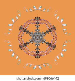 Snowflake simple. Abstract wallpaper, wrapping decoration. Symbol of winter, Merry Christmas holiday, Happy New Year celebration Vector illustration. Snow on colorful background.