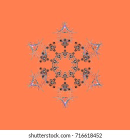 Snowflake simple. Abstract wallpaper, wrapping decoration. Symbol of winter, Merry Christmas holiday, Happy New Year celebration Vector illustration. Snow on colorful background.