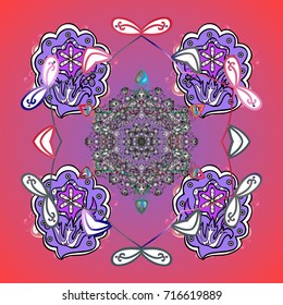 Snowflake simple. Abstract wallpaper, wrapping decoration. Symbol of winter, Merry Christmas holiday, Happy New Year celebration Vector illustration. Snow on colored background.
