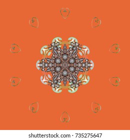 Snowflake simple. Abstract wallpaper, wrapping decoration. Orange, gray and neutral snow. Symbol of winter, Merry Christmas holiday, Happy New Year celebration Vector.
