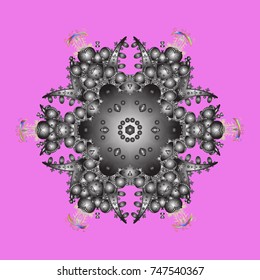 Snowflake simple. Abstract wallpaper, wrapping decoration. Symbol of winter, Merry Christmas holiday, Happy New Year celebration Vector. Pink, gray and neutral snow on pink, gray and neutral colors.