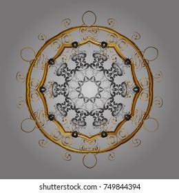 Snowflake simple. Abstract wallpaper, wrapping decoration. Symbol of winter, Merry Christmas holiday, Happy New Year celebration Vector illustration. Cute snowflake on gray, brown and beige colors.
