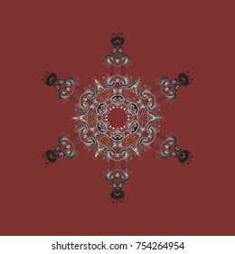 Snowflake simple. Abstract wallpaper, wrapping decoration. Symbol of winter, Merry Christmas holiday, Happy New Year celebration Vector. Brown, gray and neutral snow on brown, gray and neutral colors.
