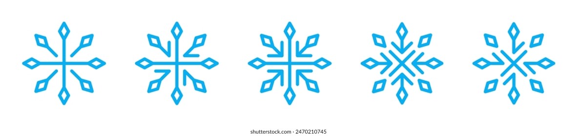 Snowflake simple black line icons. Snowflake set. Snowflake icons. Vector snow