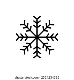 Snowflake simple black line icons. Vector snow. Snowflake set. Snowflake icon.