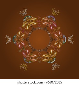 Snowflake simple. Cute snowflake on brown, neutral and yellow colors. Happy New Year celebration Vector illustration