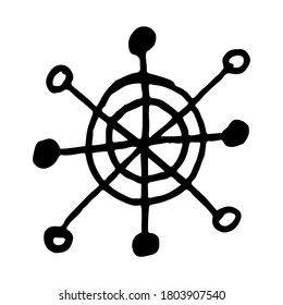 Snowflake simple doodle illusatration. Hand drawn snow element isolated on white background. Winter season, Christmas celebration