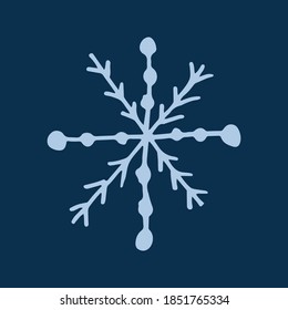 Ilustración simple de garabatos con copos de nieve. Elemento de nieve dibujado a mano aislado en fondo blanco. Temporada de invierno, celebración de Navidad