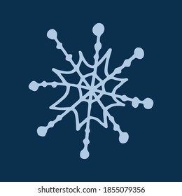 Ilustración simple de garabatos con copos de nieve. Elemento de nieve dibujado a mano aislado en fondo blanco. Temporada de invierno, celebración de Navidad