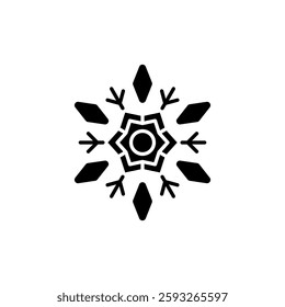 Snowflake simple glyph icon. Vector solid isolated black illustration.