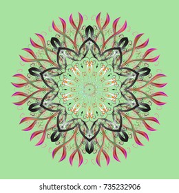 Snowflake simple. Green, gray and neutral snow on green, gray and neutral colors. Abstract wallpaper, wrapping decoration. Symbol of winter, Merry Christmas holiday, Happy New Year celebration Vector.