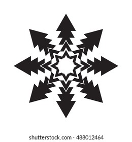 Snowflake simple icon isolated on white background for winter design and decoration
