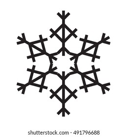 Snowflake simple icon isolated on white background for winter design and decoration