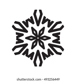 Snowflake simple icon isolated on white background for winter design and decoration
