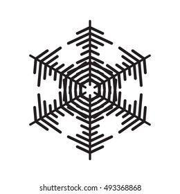 Snowflake simple icon isolated on white background for winter design and decoration