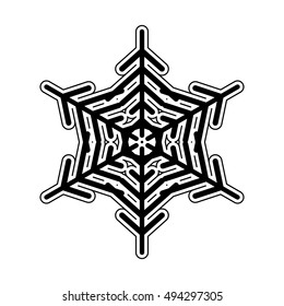 Snowflake simple icon isolated on white background for winter design and decoration