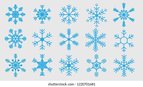 Snowflake simple icon set isolated on white background for winter design.