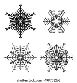 Snowflake simple icon set isolated on white background for winter design and decoration