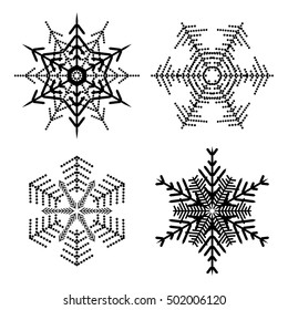 Snowflake simple icon set isolated on white background for winter design and decoration