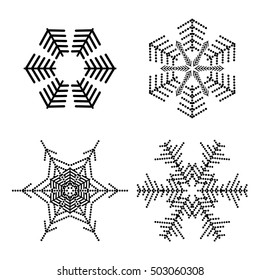 Snowflake simple icon set isolated on white background for winter design and decoration