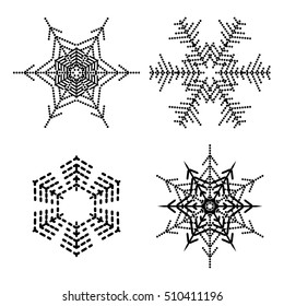 Snowflake simple icon set isolated on white background for winter design and decoration