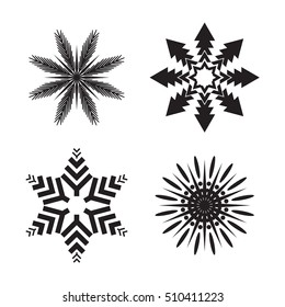 Snowflake simple icon set isolated on white background for winter design and decoration