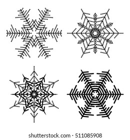 Snowflake simple icon set isolated on white background for winter design and decoration