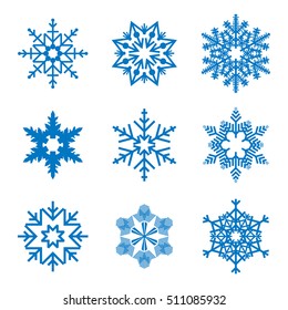 Snowflake simple icon set isolated on white background for winter design and decoration