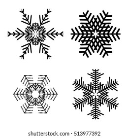 Snowflake simple icon set isolated on white background for winter design and decoration