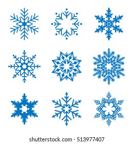Snowflake simple icon set isolated on white background for winter design and decoration