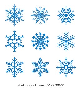 Snowflake simple icon set isolated on white background for winter design and decoration