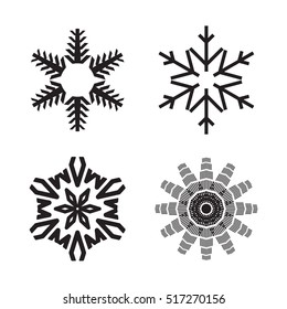 Snowflake simple icon set isolated on white background for winter design and decoration