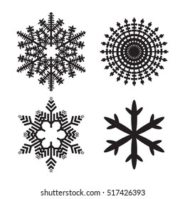 Snowflake simple icon set isolated on white background for winter design and decoration