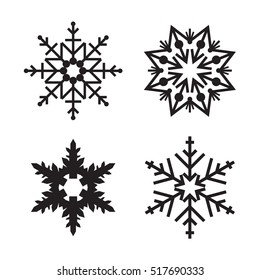 Snowflake simple icon set isolated on white background for winter design and decoration
