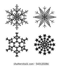 Snowflake simple icon set isolated on white background for winter design and decoration