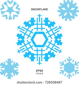 Snowflake simple icon set isolated on white background for winter design and decoration