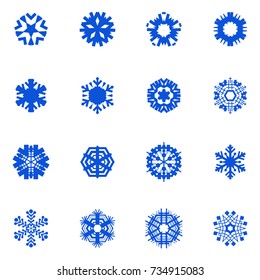 Snowflake simple icon set isolated on white background for winter design and decoration