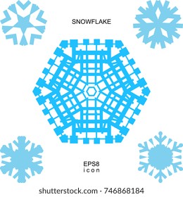 Snowflake simple icon set isolated on white background for winter design and decoration