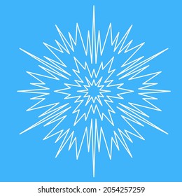 Snowflake, simple icon symbol of winter. Star snowflake spark, symmetrical mandala vector illustration