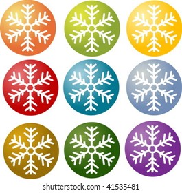 Símbolo de ilustración simple de copo de nieve estilizado muchos colores diferentes