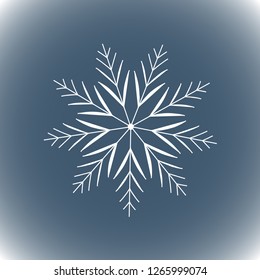 Snowflake simple line logo. White winter isolate icon