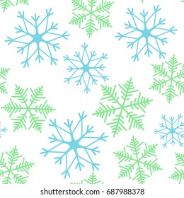 Snowflake simple seamless pattern. Abstract wallpaper, wrapping decoration. Symbol of winter, Merry Christmas holiday, Happy New Year celebration Vector illustration