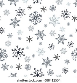 Snowflake simple seamless pattern. Abstract wallpaper, wrapping decoration. Symbol of winter, Merry Christmas holiday, Happy New Year celebration Vector illustration