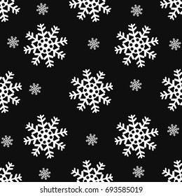 Snowflake Simple Seamless Pattern. Abstract Wallpaper, Wrapping Decoration. Symbol Of Winter, Merry Christmas Holiday, Happy New Year Celebration Vector Illustration