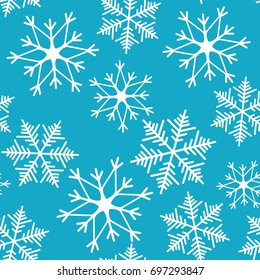 Snowflake simple seamless pattern. Abstract wallpaper, wrapping decoration. Symbol of winter, Merry Christmas holiday, Happy New Year celebration Vector illustration