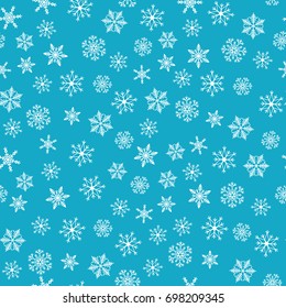 Snowflake simple seamless pattern. Abstract wallpaper, wrapping decoration. Symbol of winter, Merry Christmas holiday, Happy New Year celebration Vector illustration