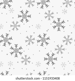 Snowflake simple seamless pattern. Blue snow on white background. Abstract wallpaper, wrapping decoration. Symbol of winter, Merry Christmas holiday, Happy New Year celebration Vector eps10