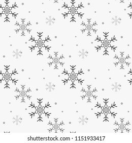 Snowflake simple seamless pattern. Blue snow on white background. Abstract wallpaper, wrapping decoration. Symbol of winter, Merry Christmas holiday, Happy New Year celebration Vector eps10